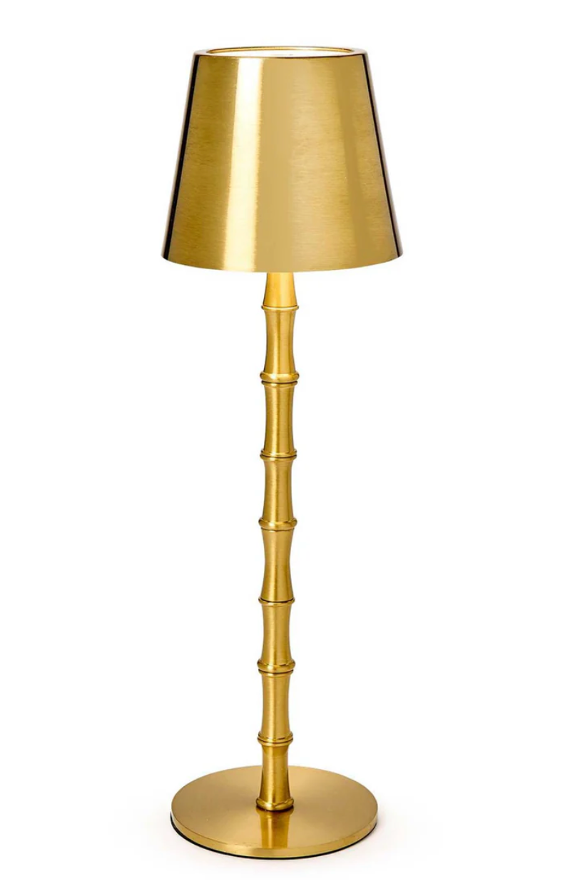 LED Cordless Gold Bamboo Lamp