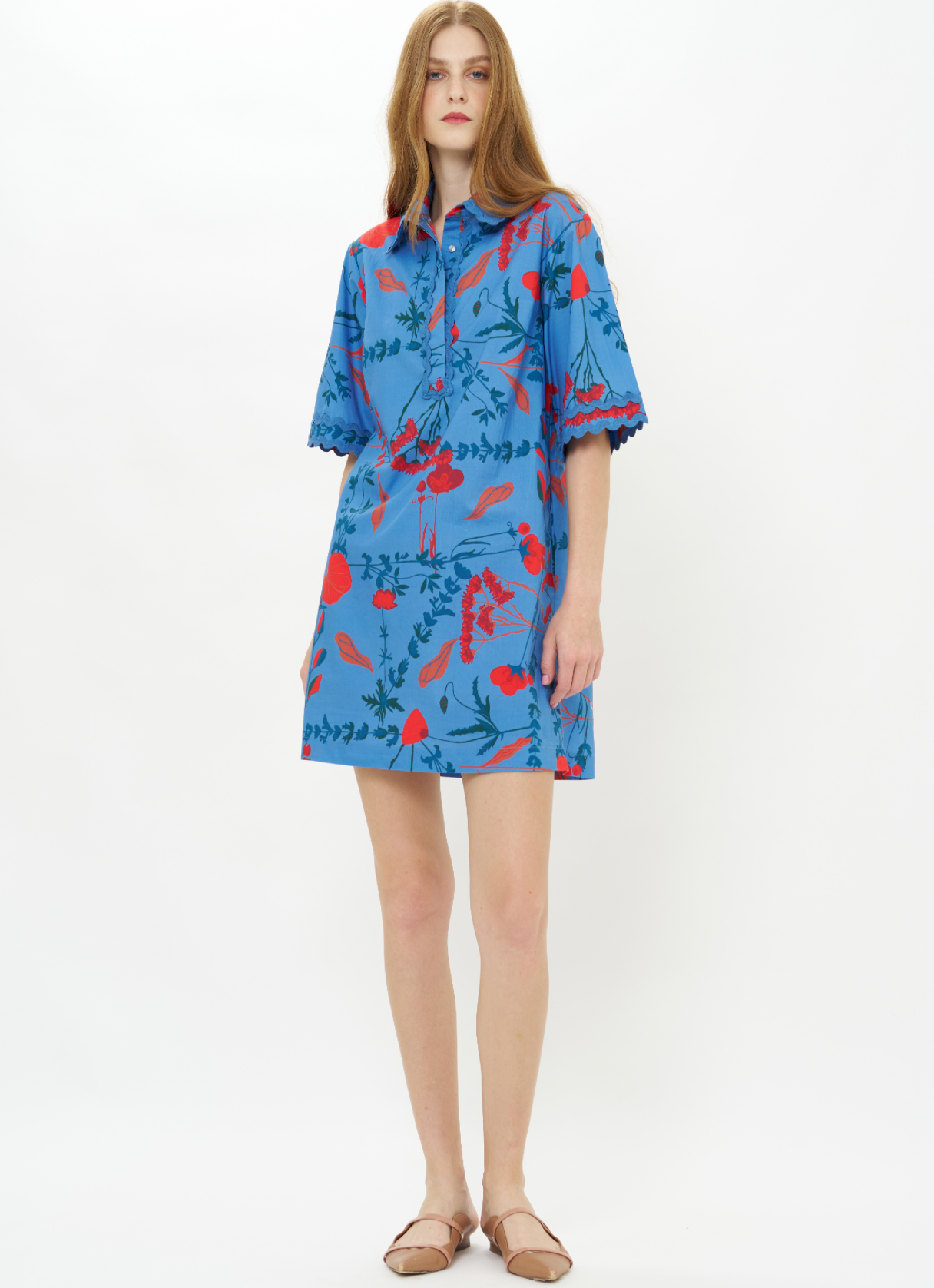 Oliphant Collared Shirt Dress Mini- Bartram Blue