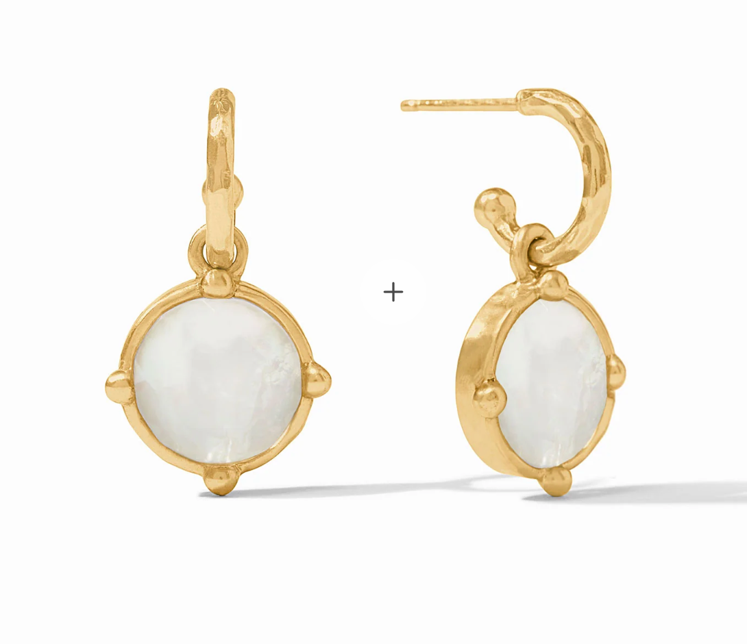 Honeybee Hoop & Charm Earring Iridescent Clear Crystal