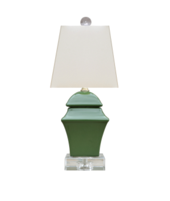 Porcelain Pine Green Square Jar Lamp