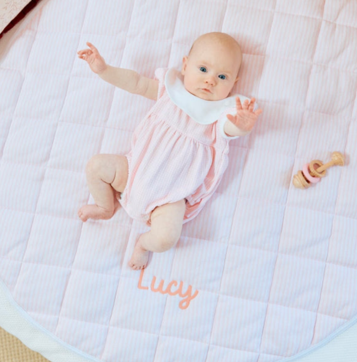 Tummy Time Mat- Light Pink Stripe Mat