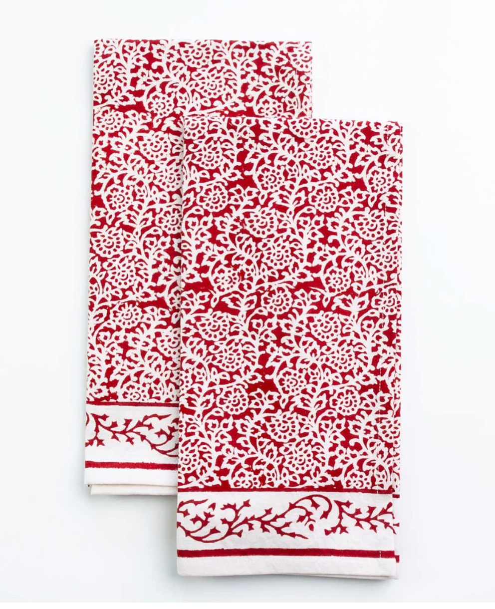 Tapestry Deep Red Tea Towels