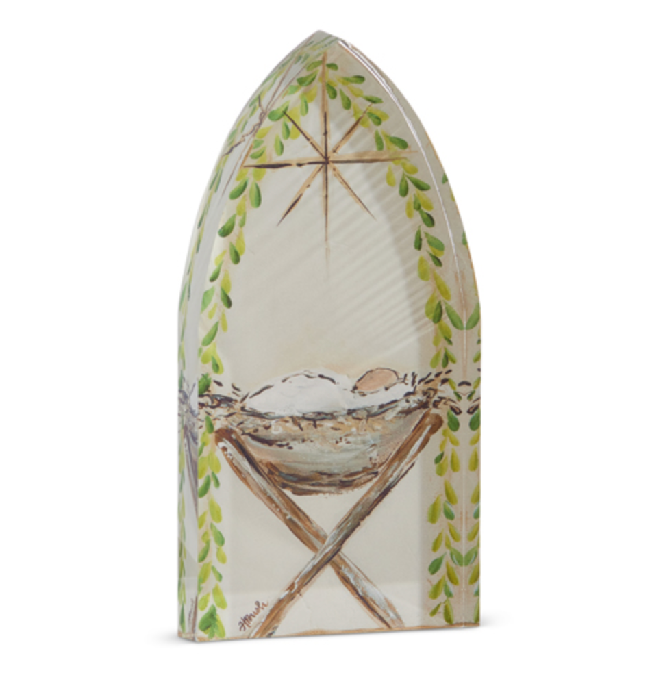 JESUS IN MANGER ACRYLIC CUT OUT BLOCK