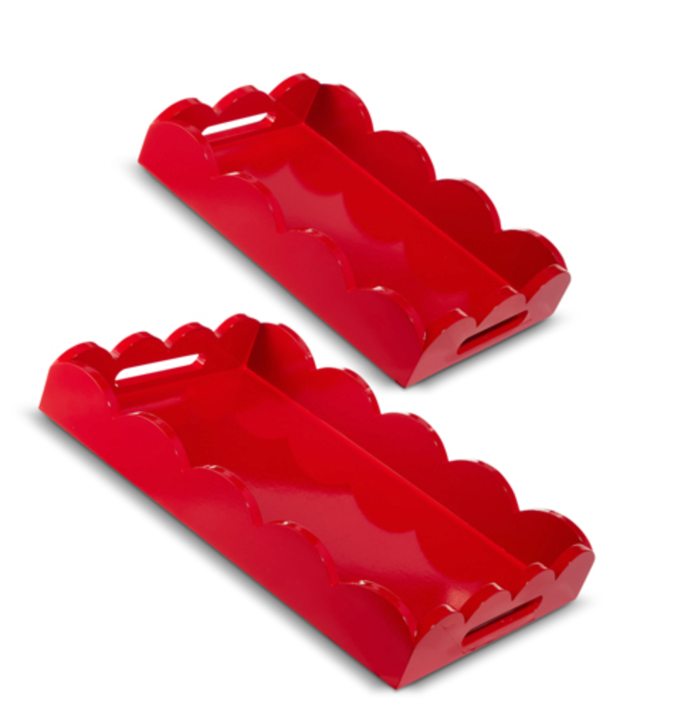 Red Scalloped Trays