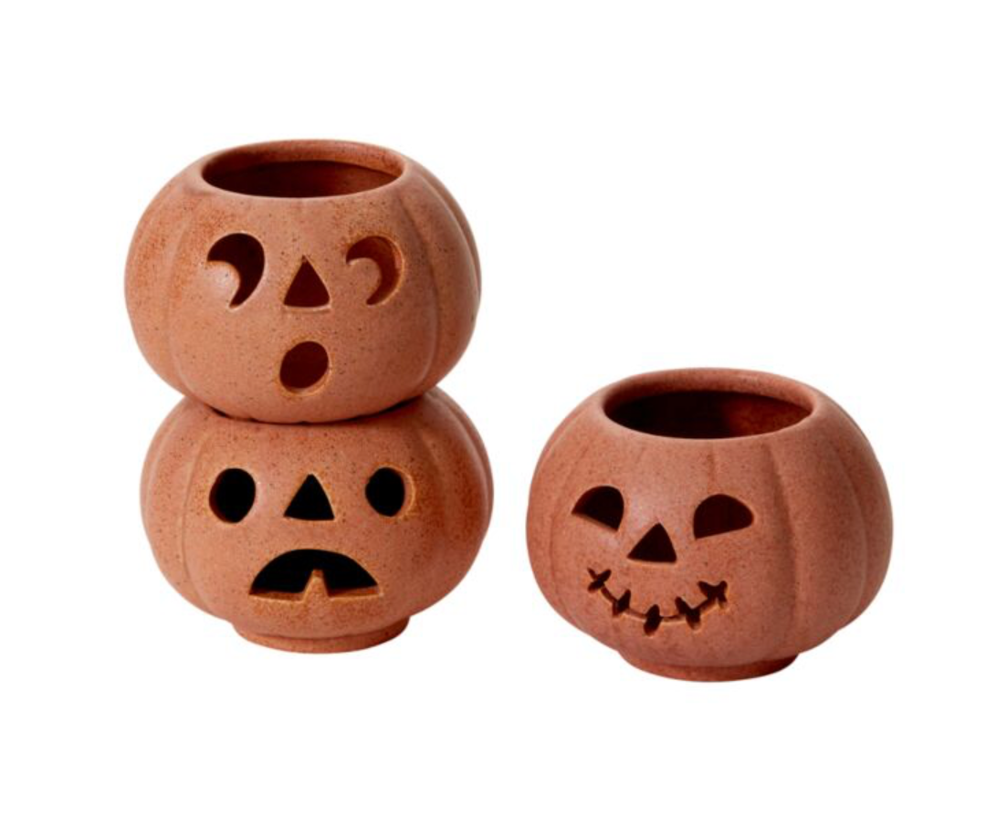 GRINNING PUMPKINS VOTIVE - SET OF 3