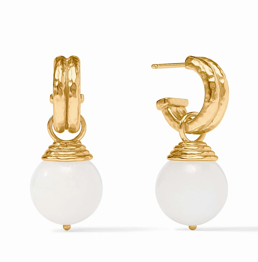 Bonbon Hoop & Charm Earring- Moonstone White