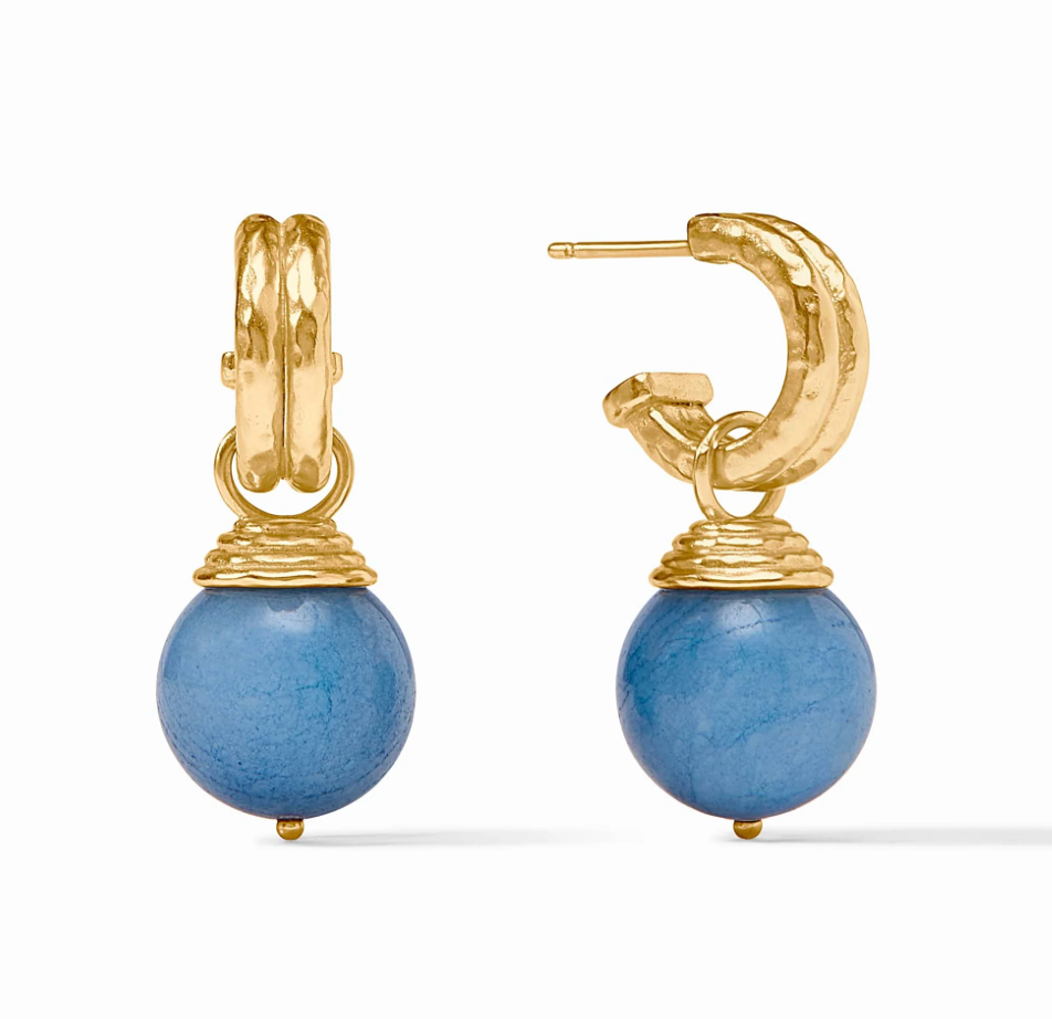 Bonbon Hoop & Charm Earring- Aqua Aura Blue