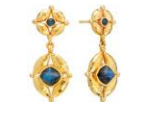 Mystic Eye Post Drop Earrings - Blue Labradorite