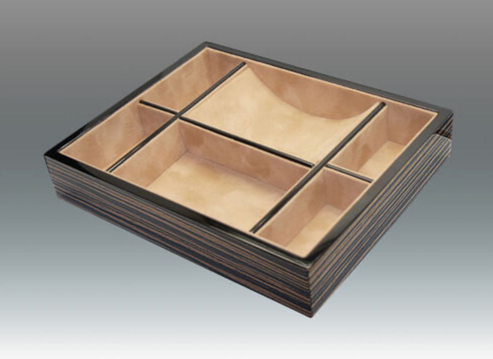 Wood Vanity Tray- Ebony/Walnut Stripe