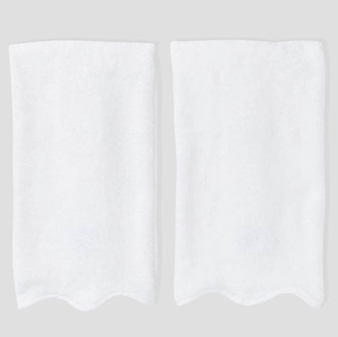 Scallop Bath Hand Towel- White on White