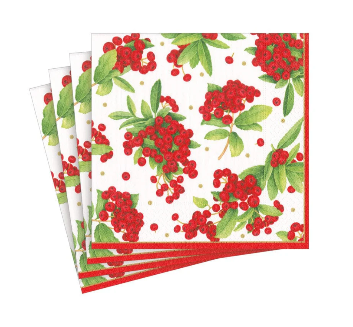 Christmas Berry Paper Luncheon Napkins in Red