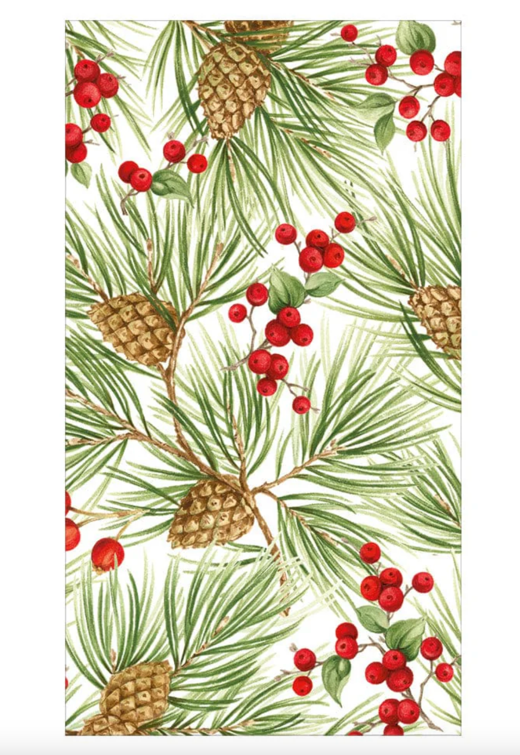Evergreen and Berries White Guest Towel