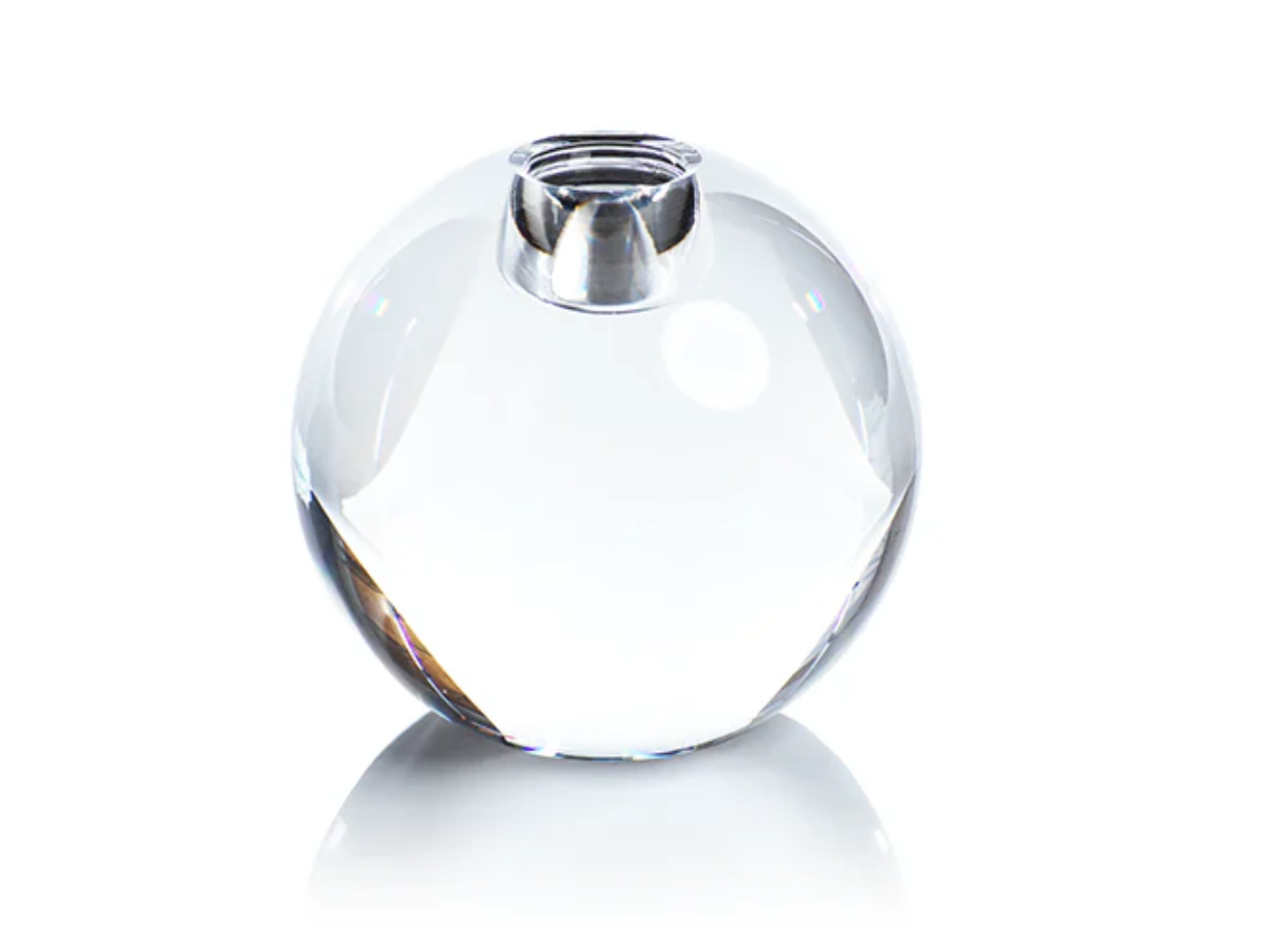 Round Crystal Glass Taper Holder