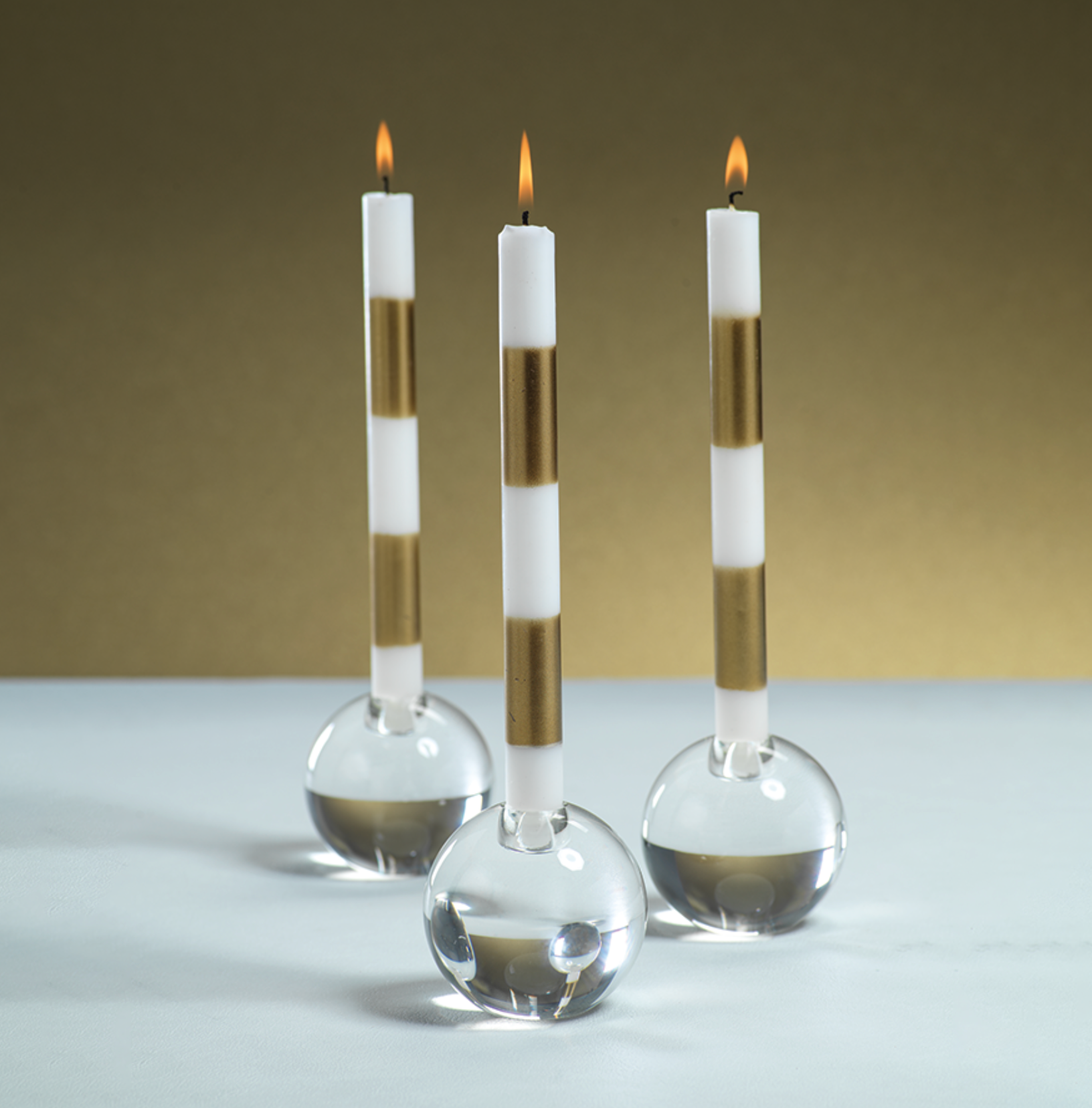 Round Crystal Glass Taper Holder