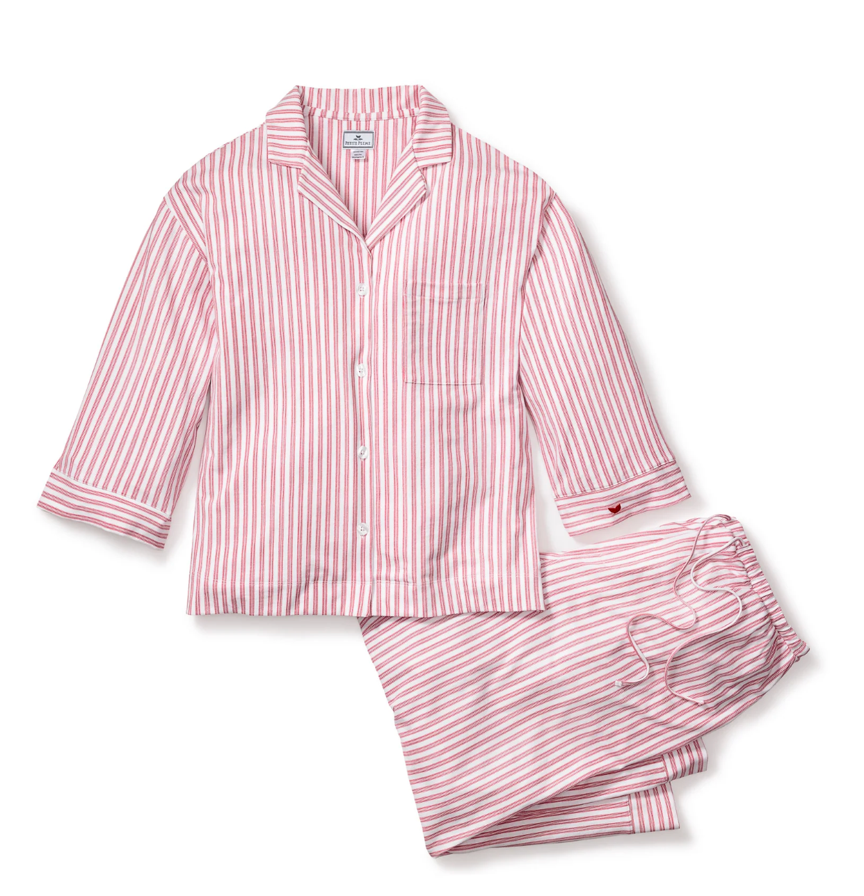 The Olivia Wide Leg Pima Pajama Set in Antique Red
