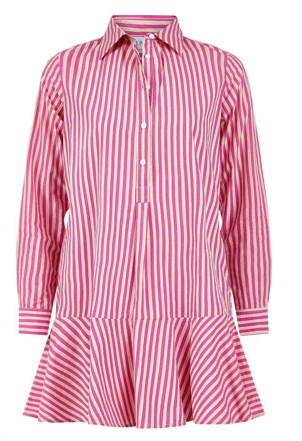 Polly Dress, Raspberry Pinstripe