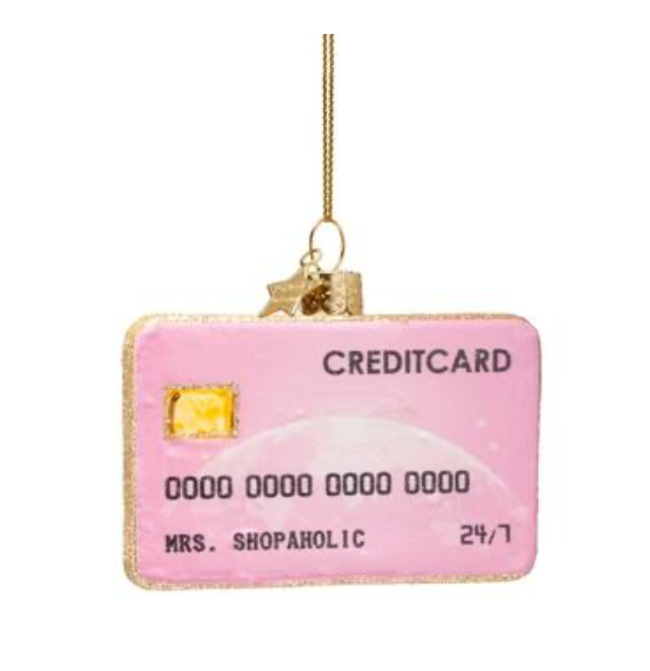 Ornament glass pink opal credit card