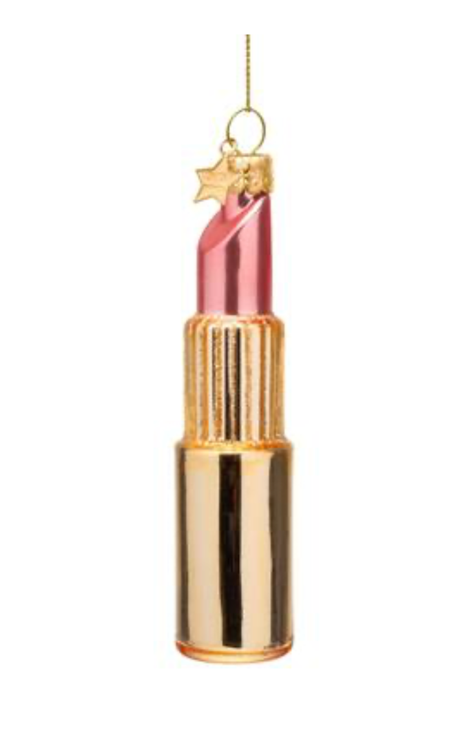 Ornament glass shiny gold/ pink