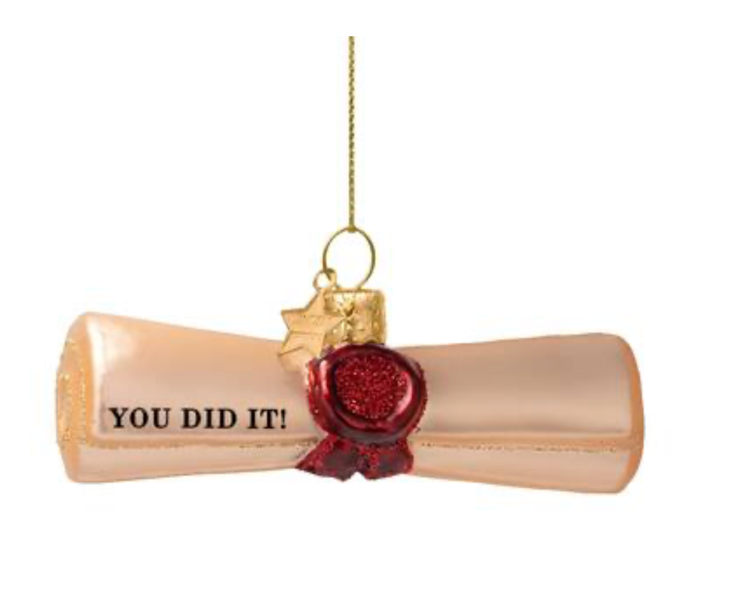Ornament glass beige matt diploma certificate