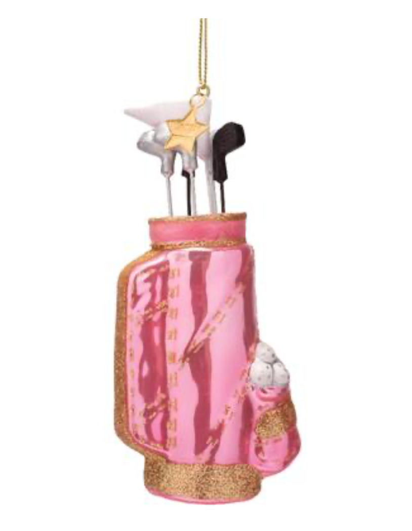 Ornament glass opal pink golf bag