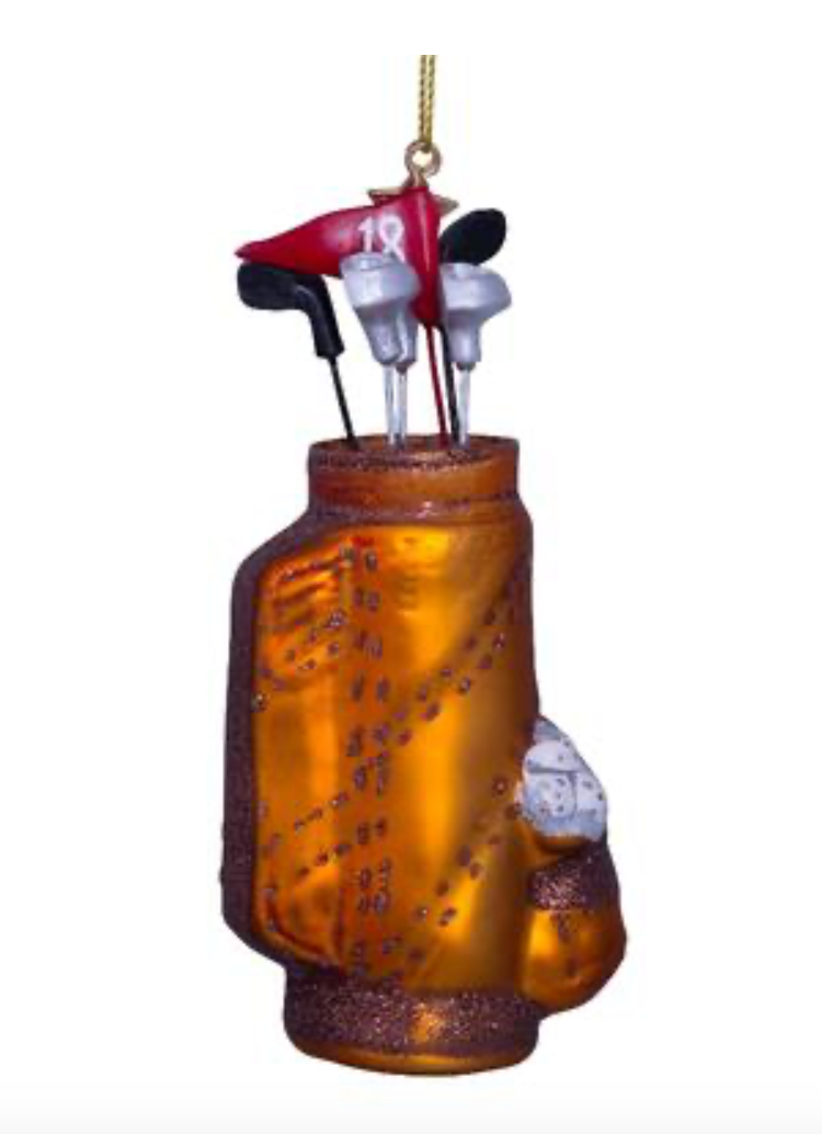 Ornament glass brown golf bag