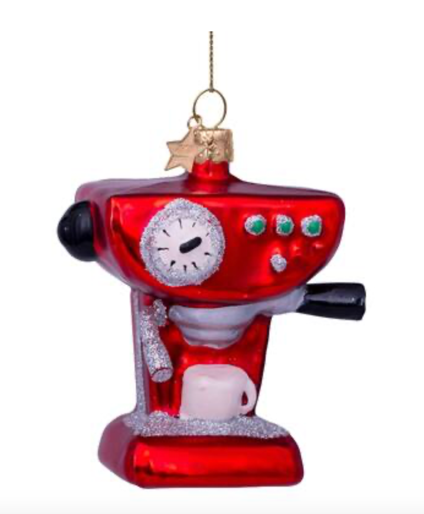 Ornament glass red coffee machine