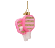 Ornament glass pink/ green pickleball