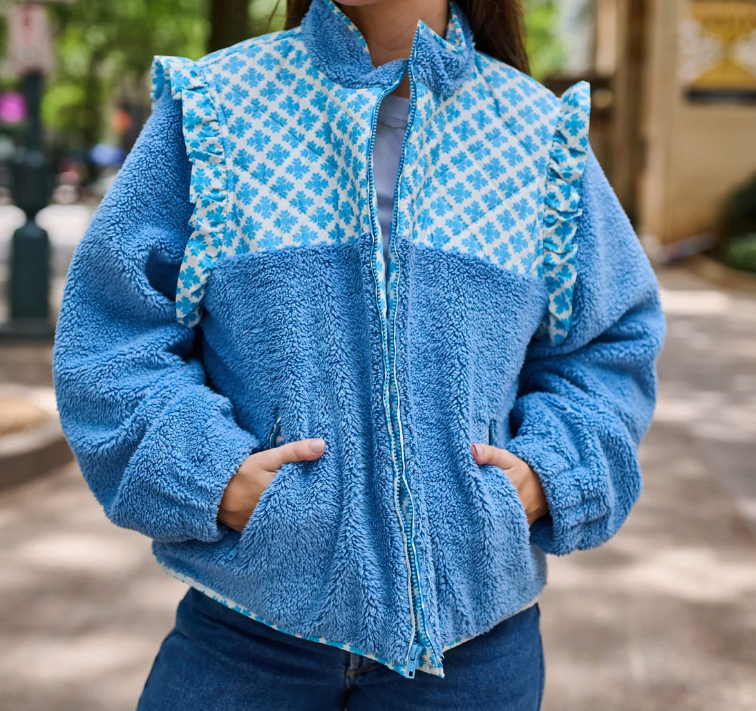 Isabella Sherpa Jacket, Blue Clover