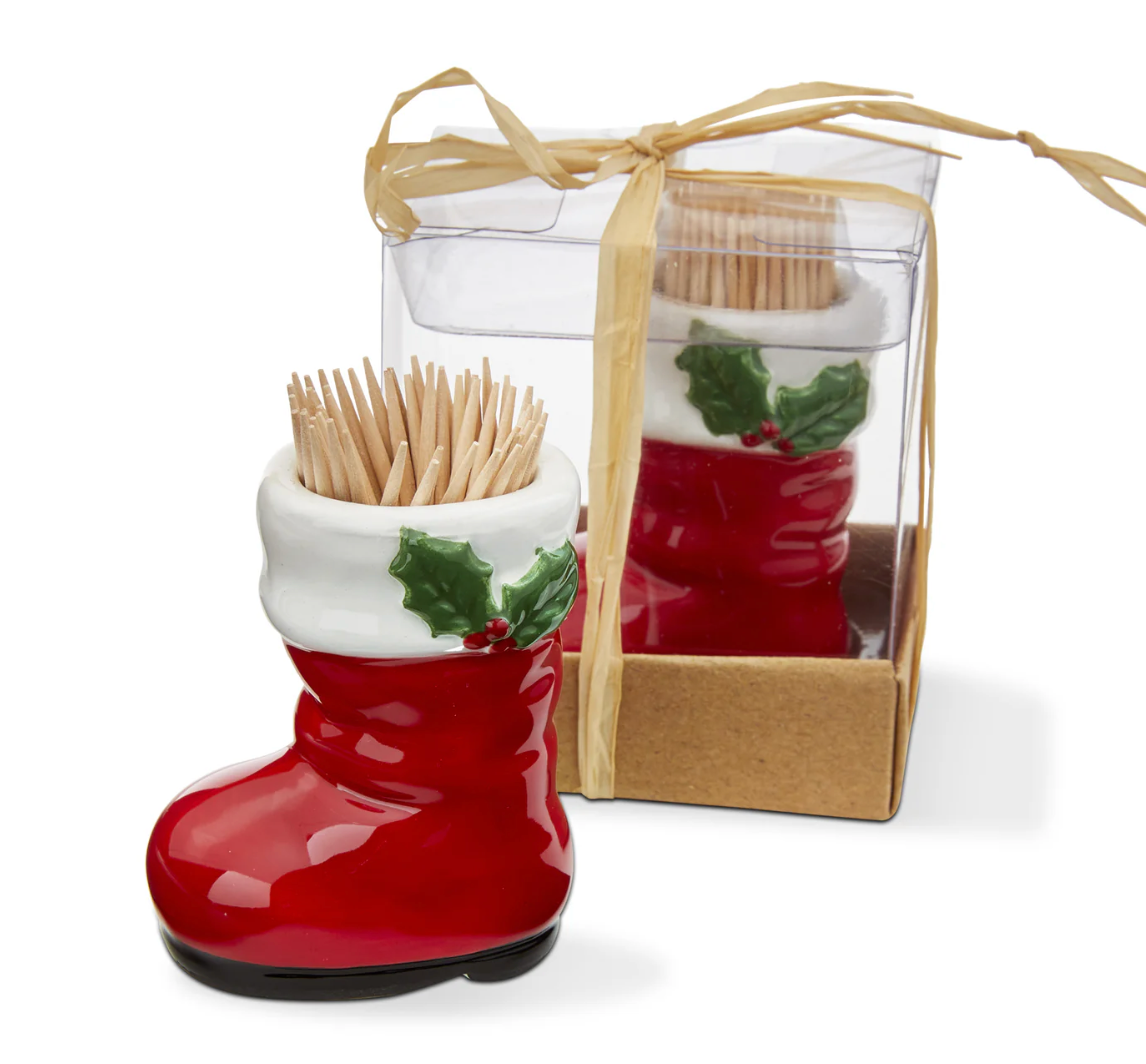 Santa Boot Toothpick Holder Set