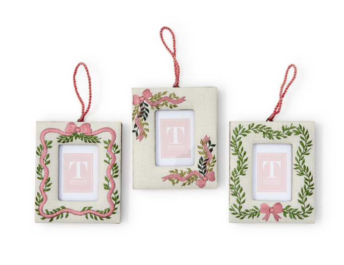 Pink Embroidered Photo Frame Ornament