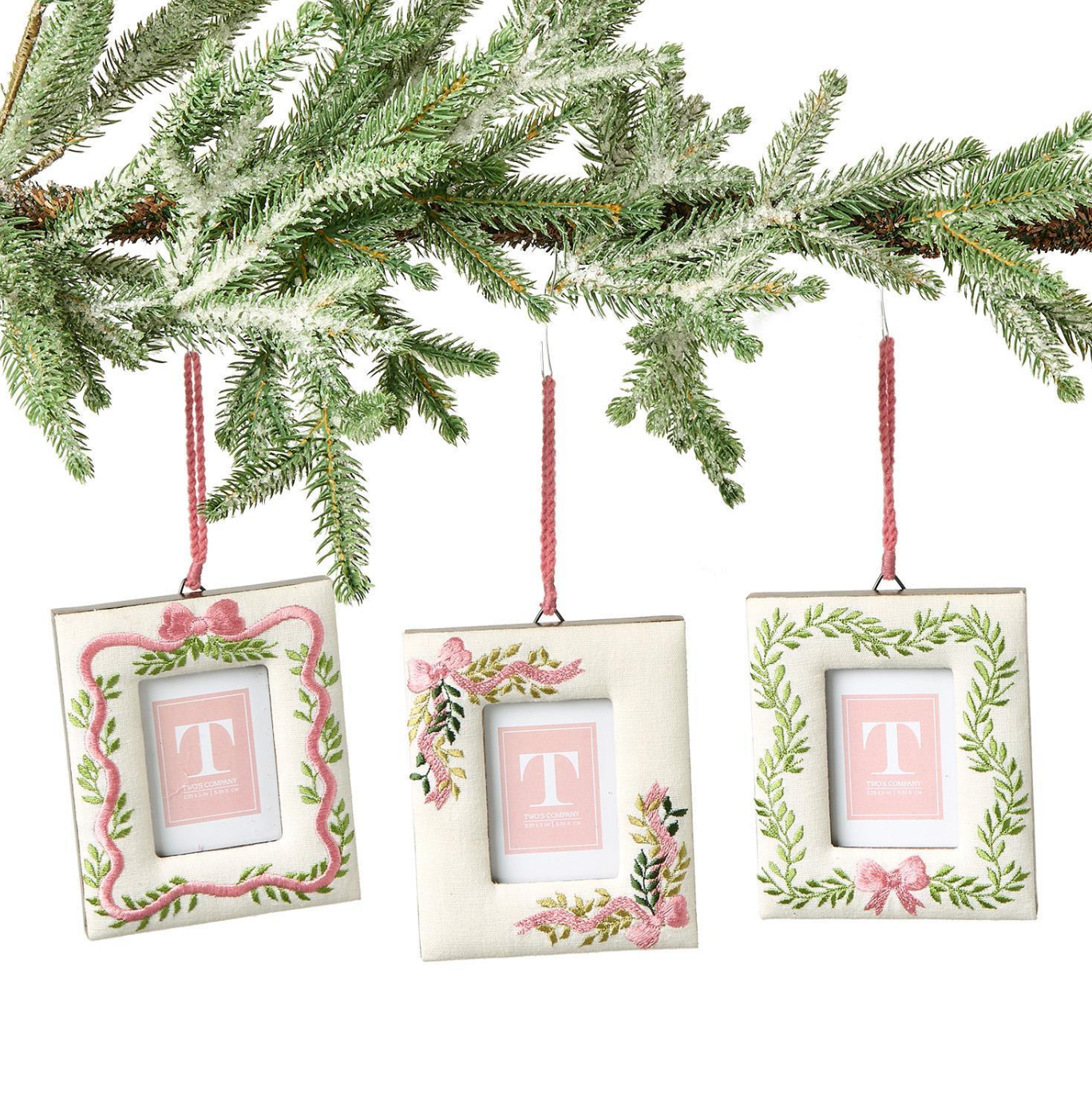 Pink Embroidered Photo Frame Ornament