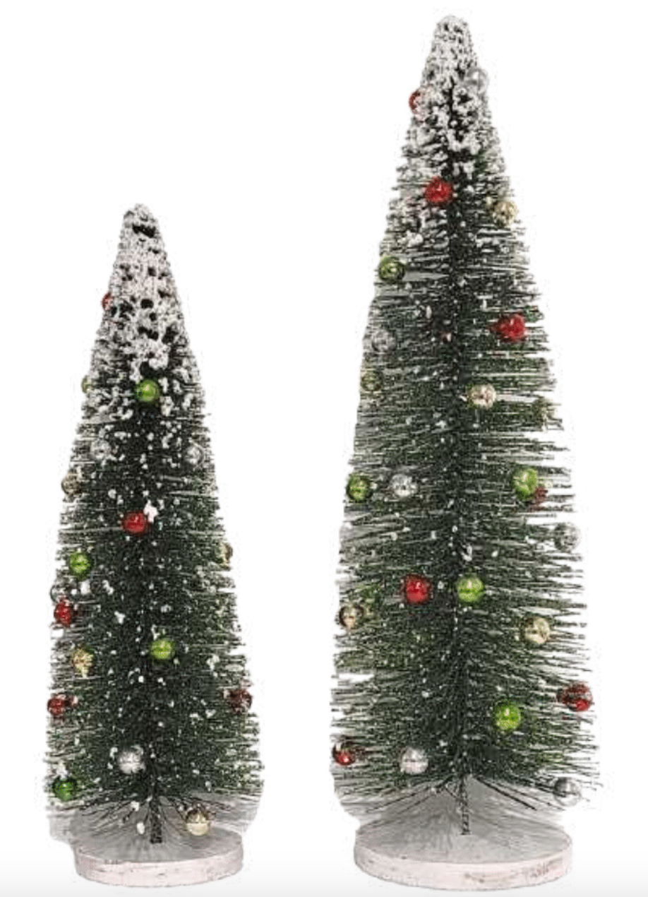 Green Bristle tree with wood base
