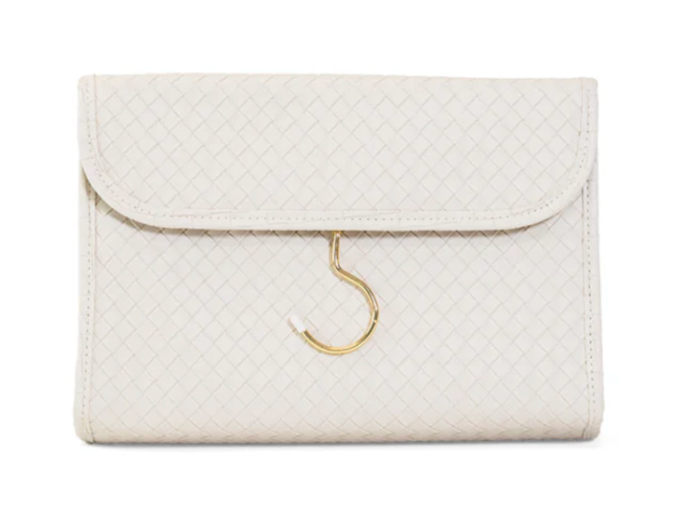 Hanging Toiletry Case in Woven Sand