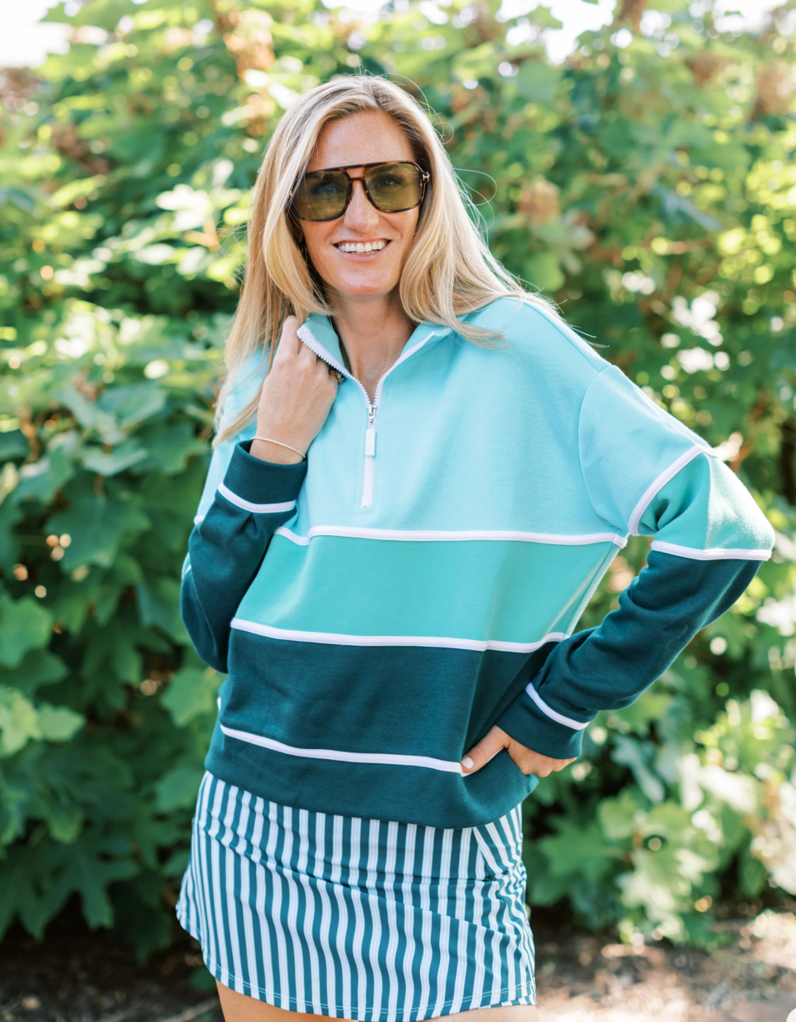 Sport Light 13.5in Everyday Skort- IVY/MINT TRIPLE STRIPE