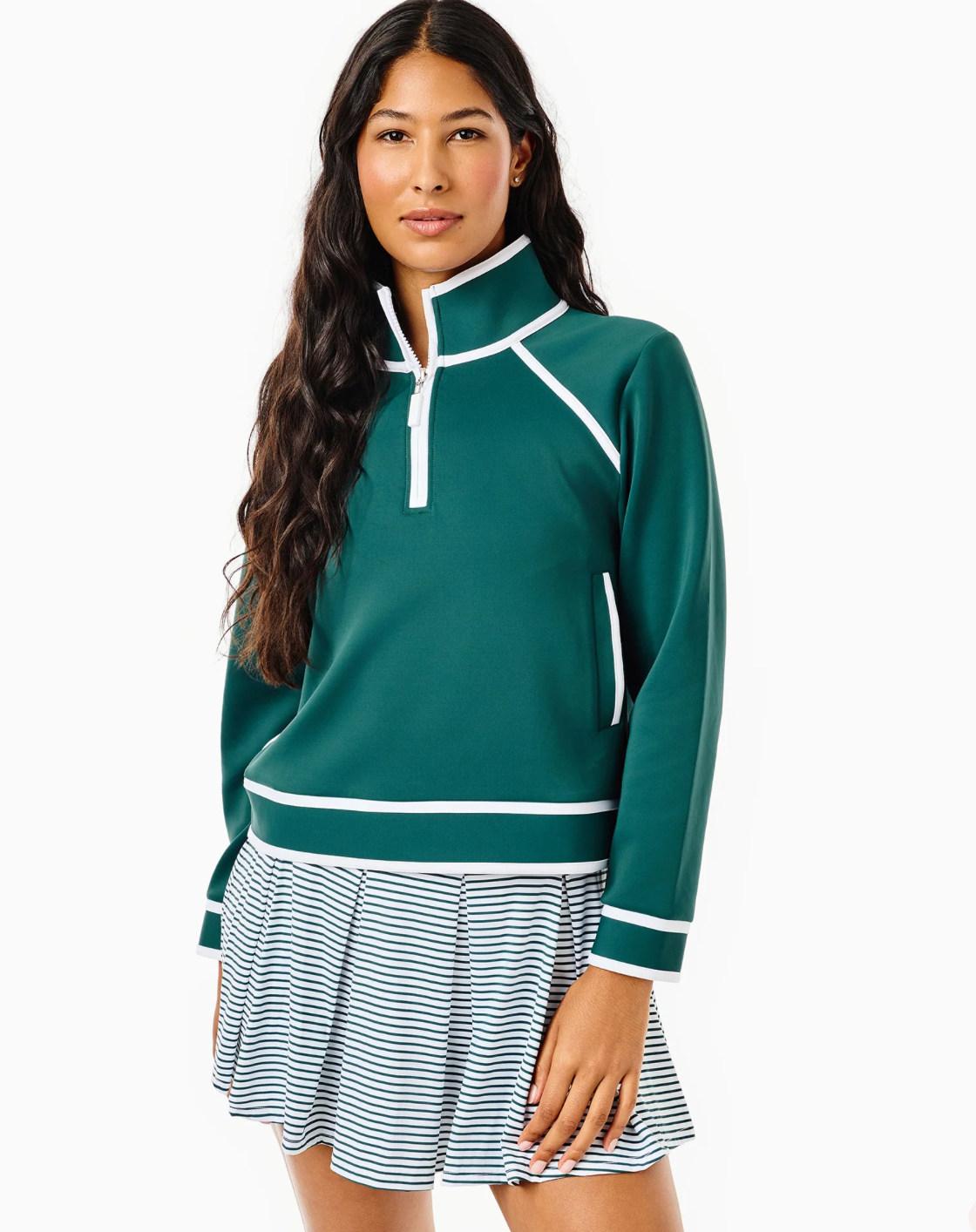 Scuba Light Bainbridge Quarter Zip Sweatshirt- IVY