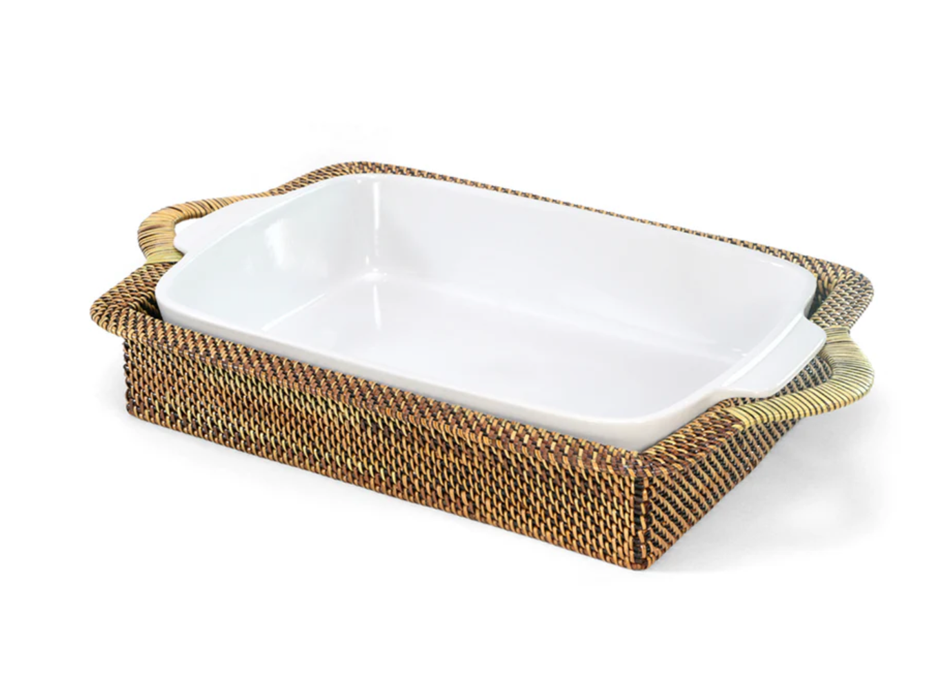 Rectangular Casserole Basket with Stoneware Roaster