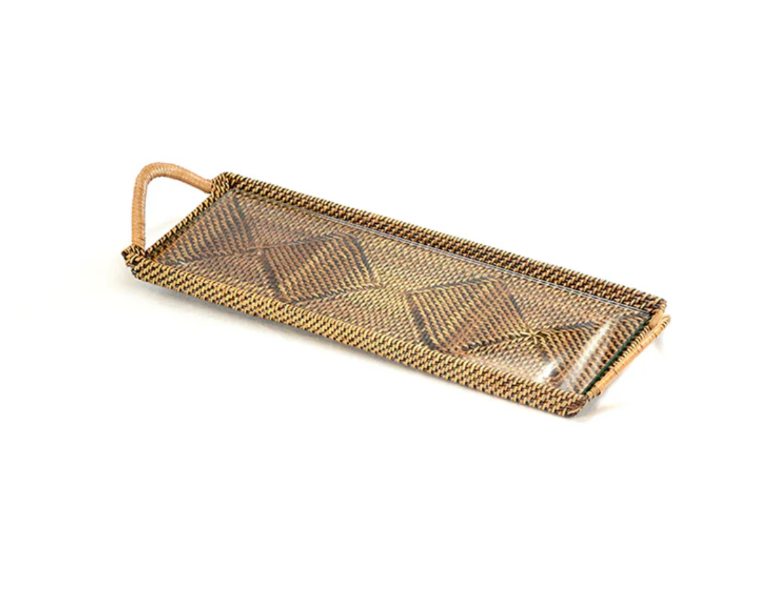 Slim Rectangular Serving Tray with Glass