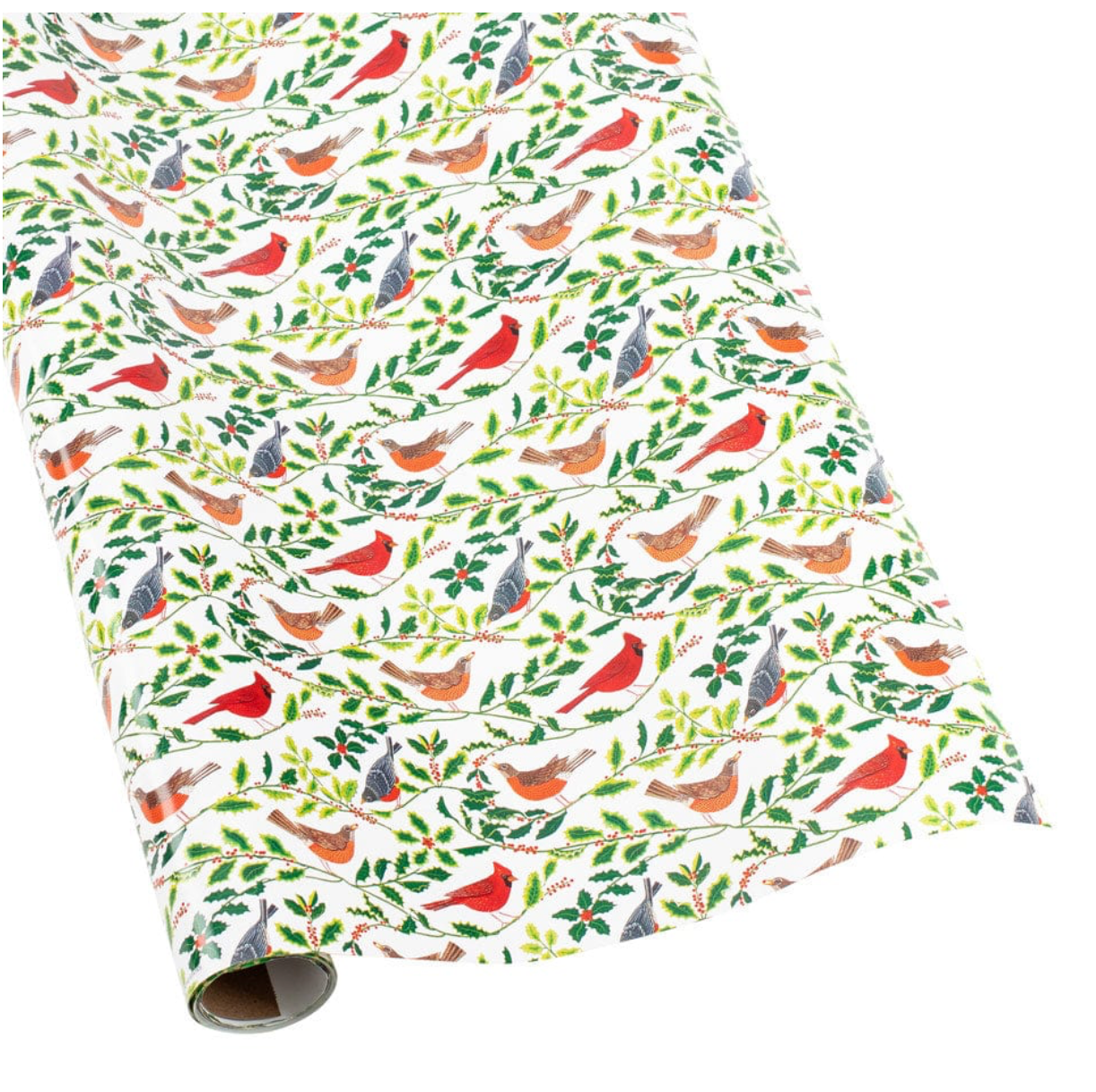 Songbirds And Holly White Wrapping paper