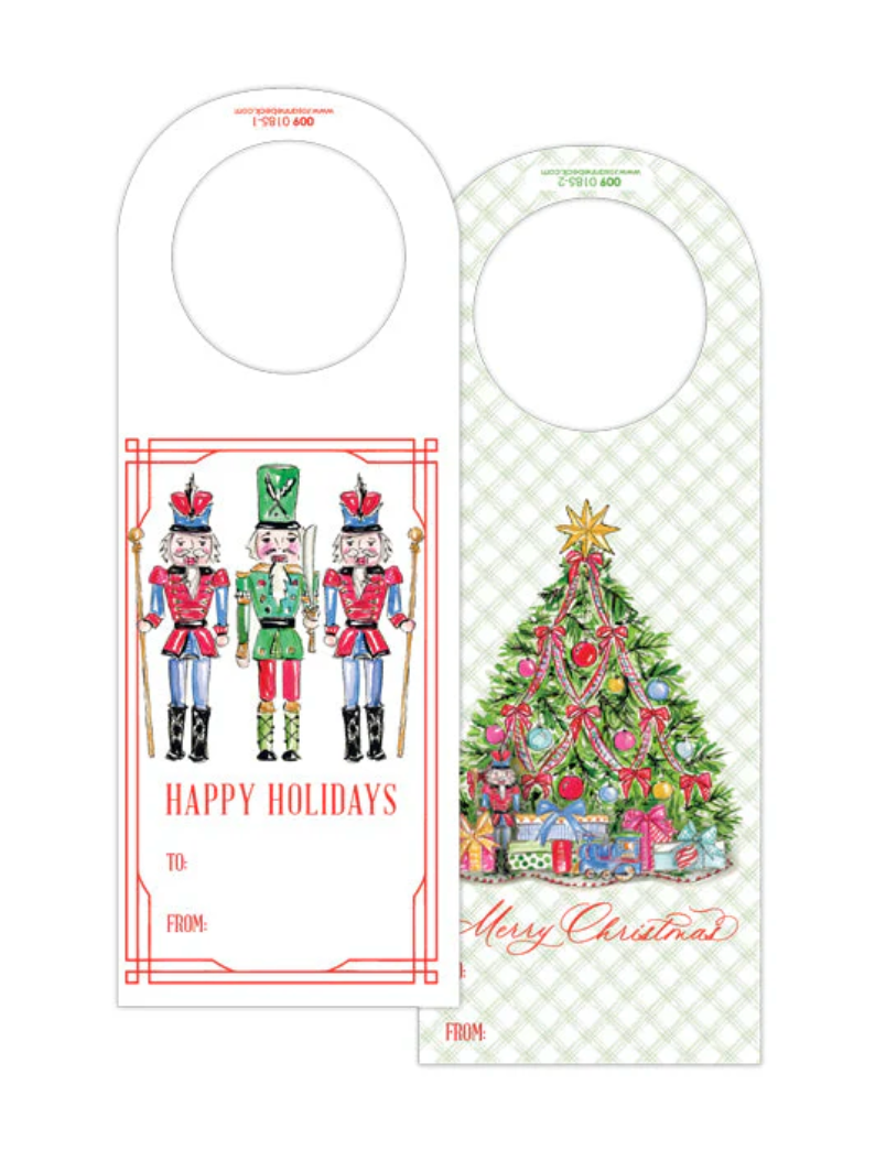 Traditional Christmas Tree & Nutcrackers Wine Tags
