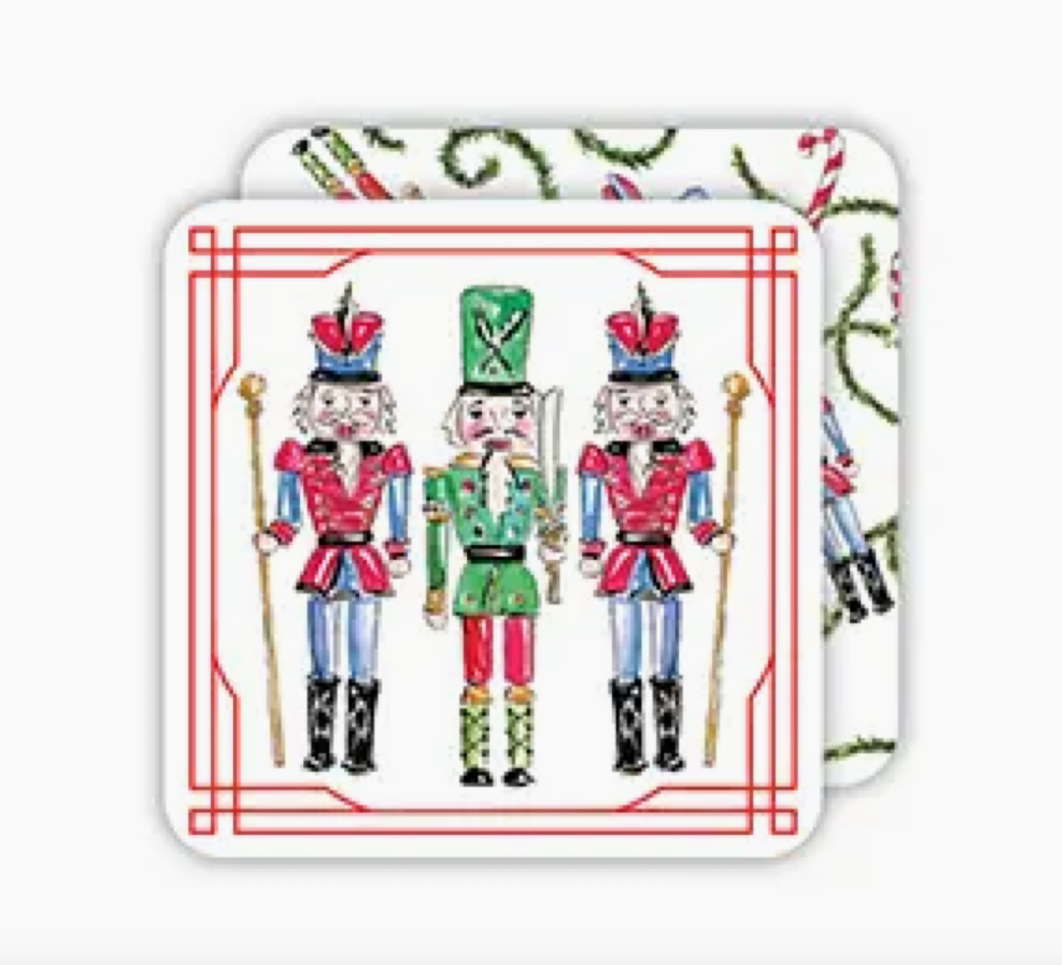 Handpainted Nutcracker Trio Square Coaster