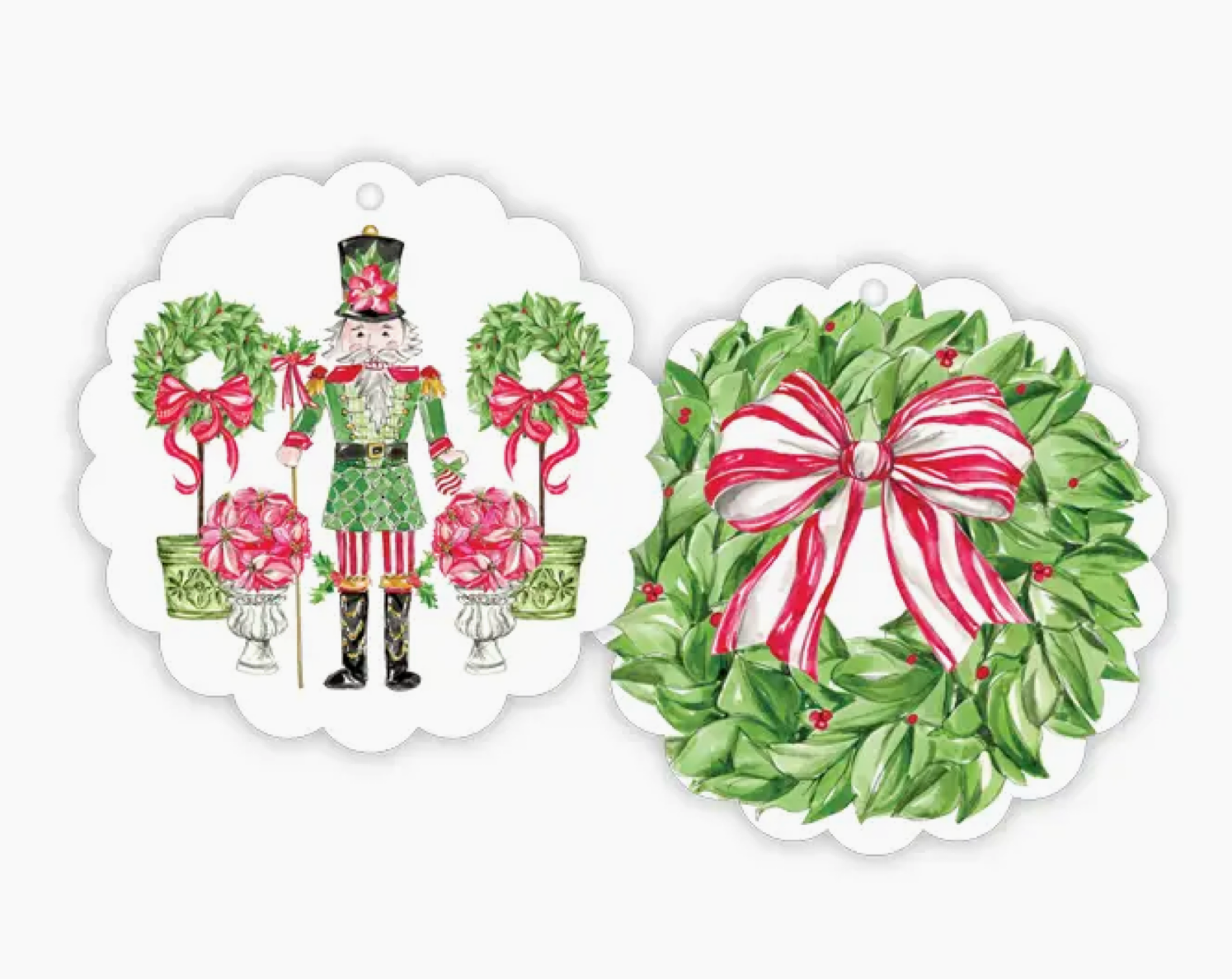 Poinsettia Nutcracker Scalloped Gift Tag Set