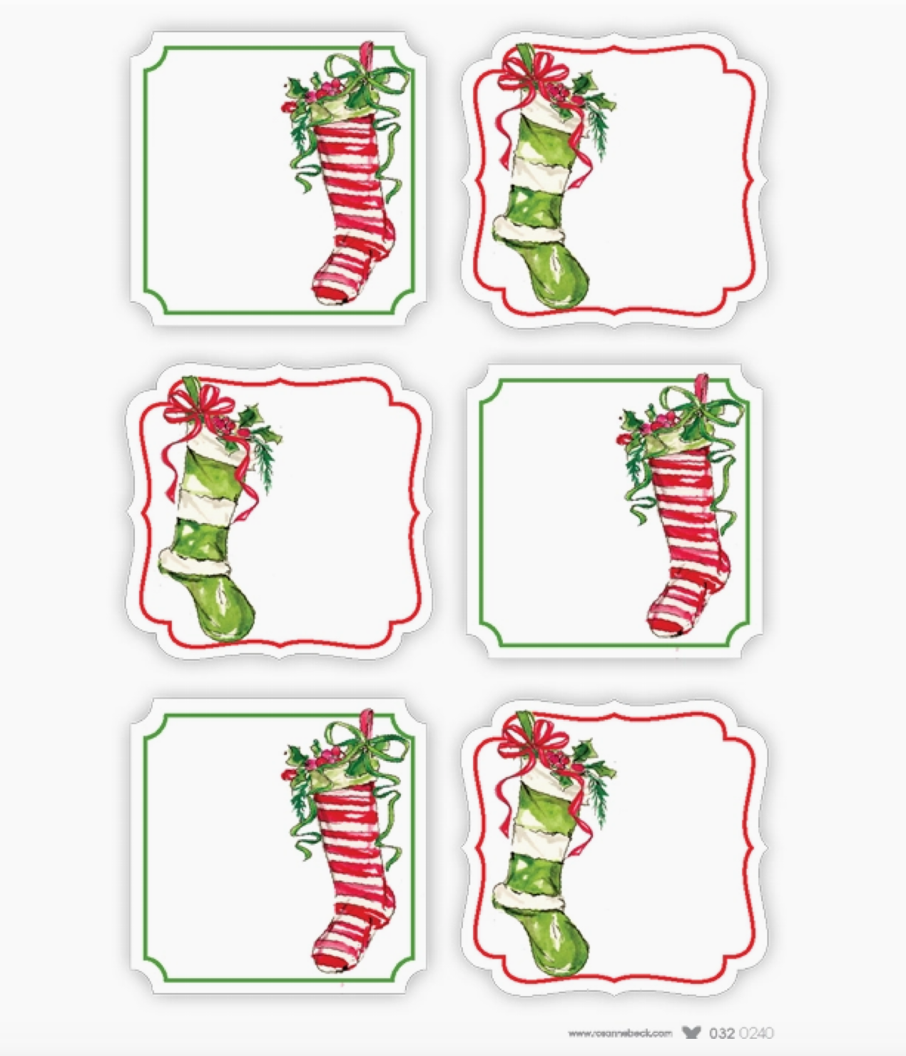 Christmas Stockings Die-Cut Sticker Sheet