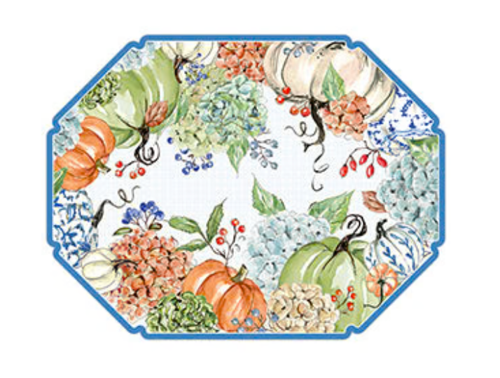 Autumn Feast Pumpkin and Hydrangea Posh Die-Cut Placemats
