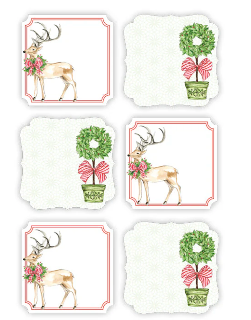 Deer with Holly and Red Bow Holly Topiary Sticker Sheets