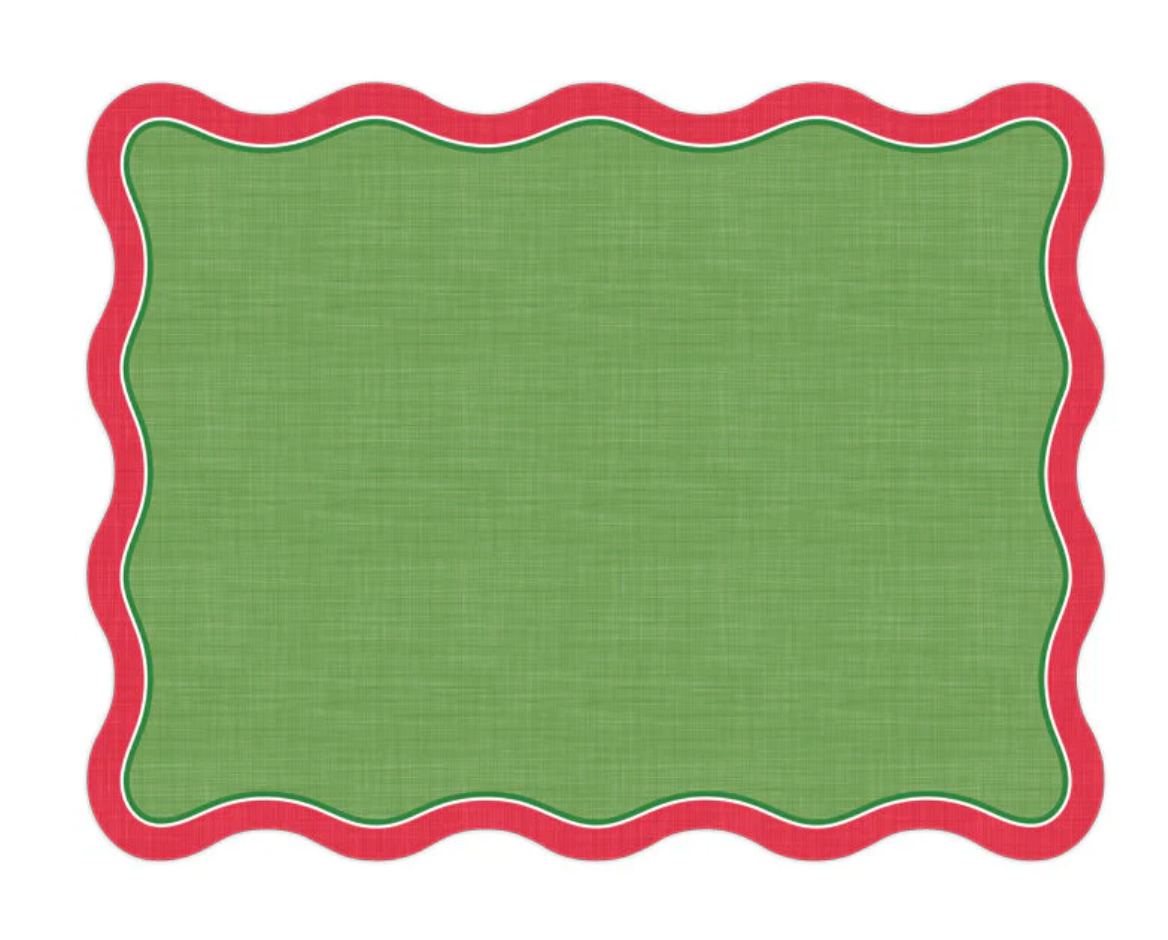 Red and Green Wavy Edge Posh Die-Cut Placemats