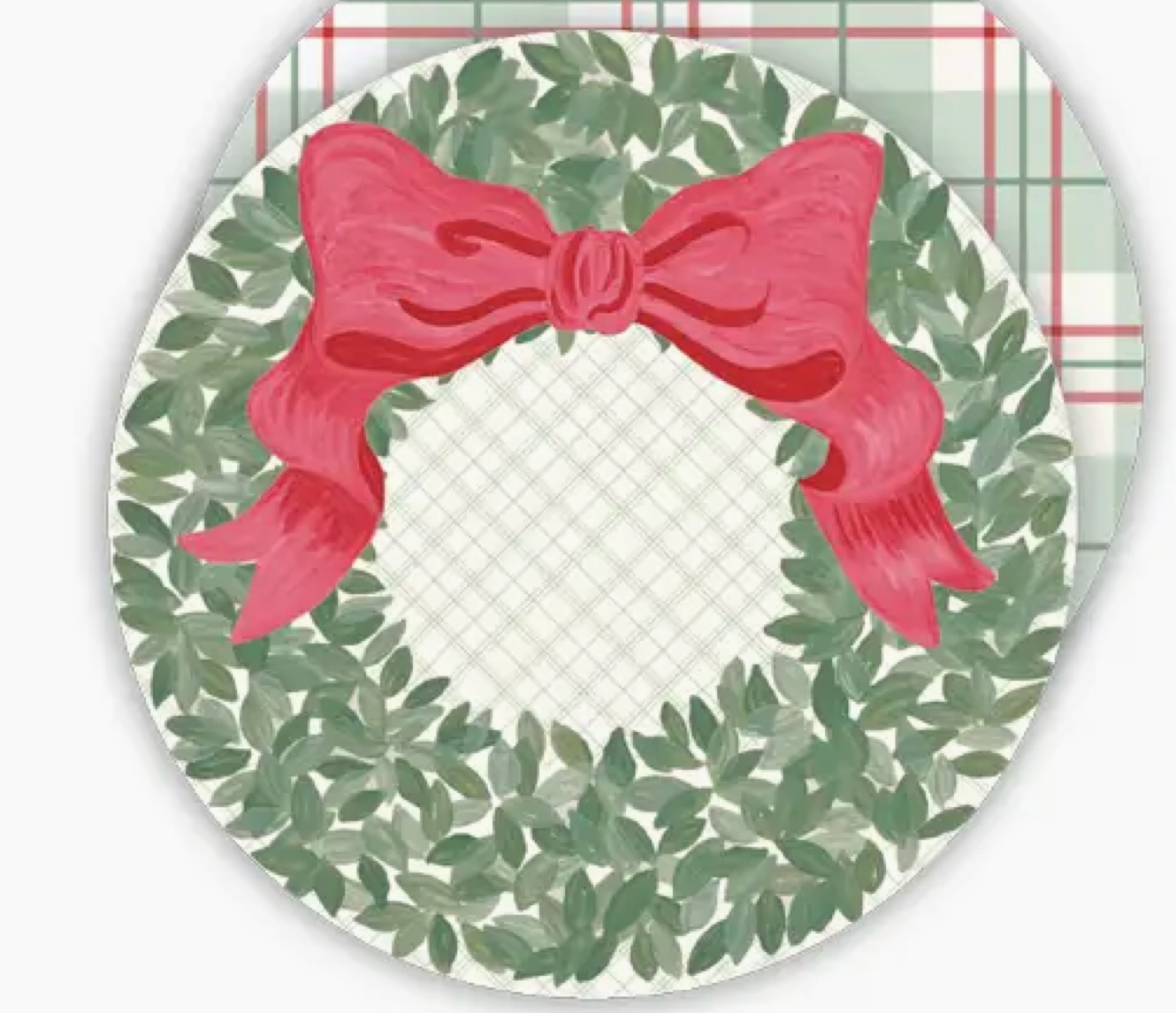 Holiday Wreath with Red Bow Round Placemats