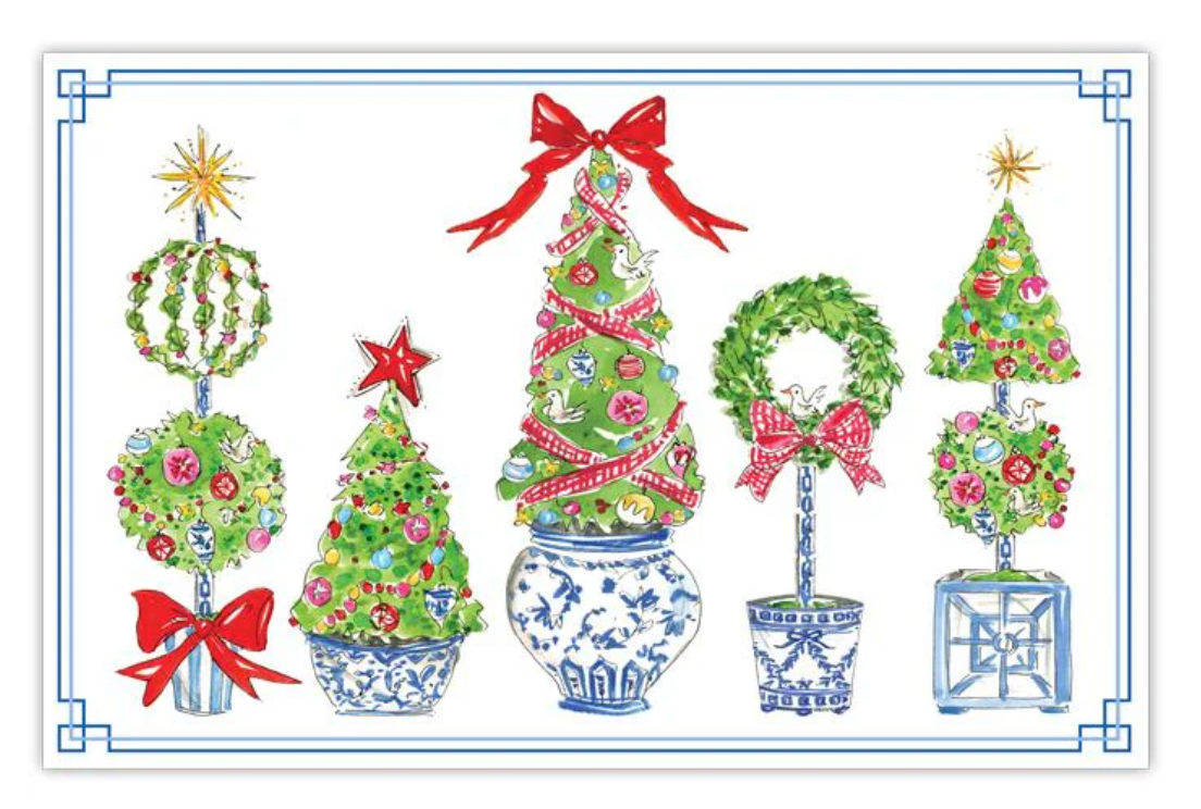 Merry and Bright Holiday Topiaries Placemat