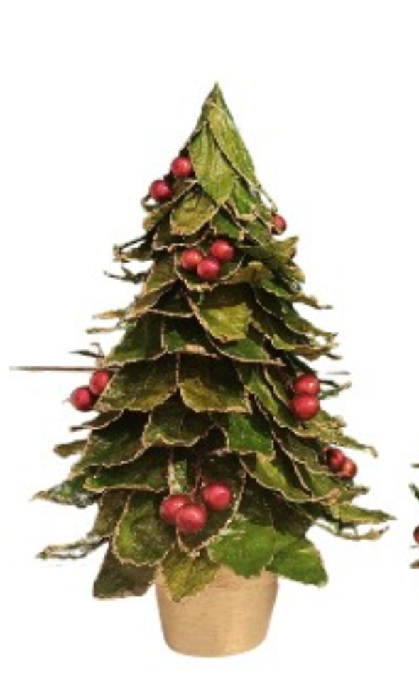 12" potted pointed leaf cone tree w/berries