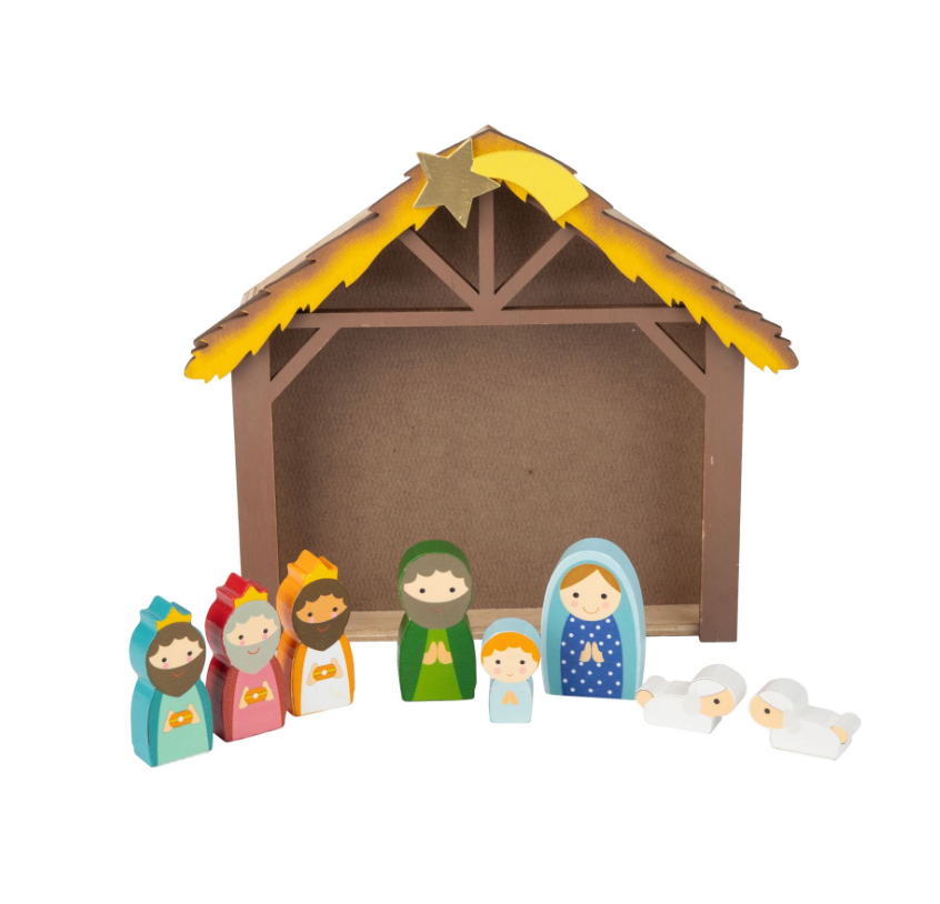 Set of 9 wood nativity