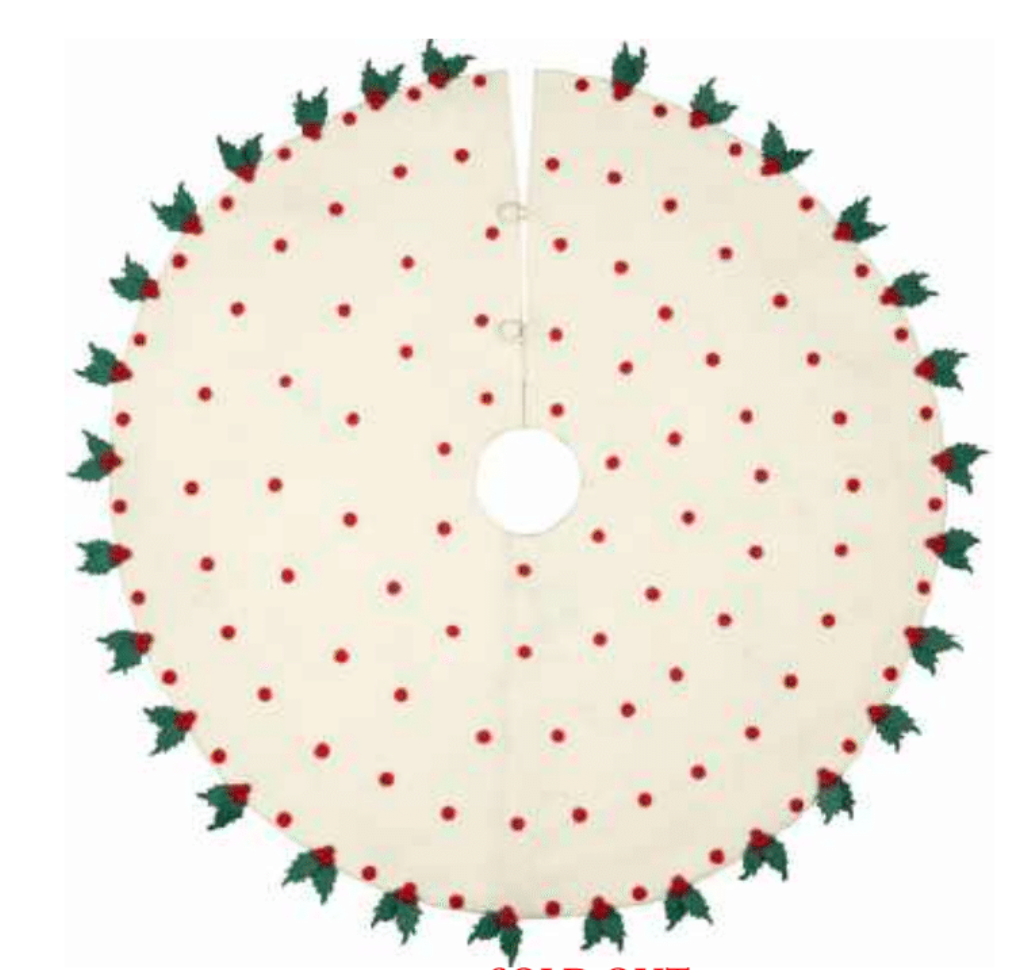 Felt tree skirt with green holly